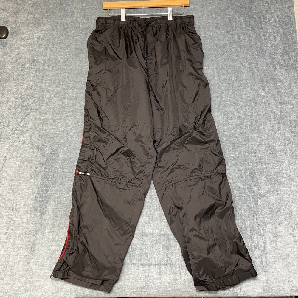 VTG Spalding Windbreaker Mens 30x29.5 Black Cotton Windbreaker Ankle Zip